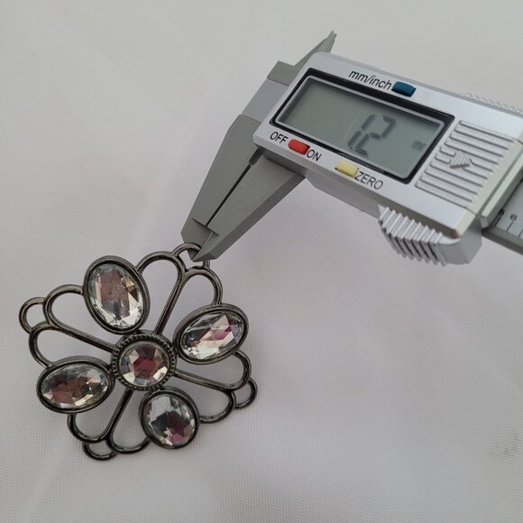 Square Lattice Rhinestone Gunmetal Metal Medallion Plate 2.35" x 2.35" - Picture 6 of 7